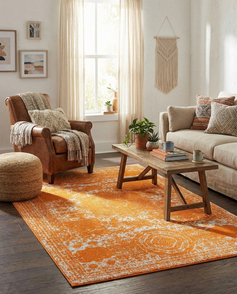 Dover Terrace Collection Area Rug -  Lagoon (Orange) Rectangle Orange  lifestyle 14
