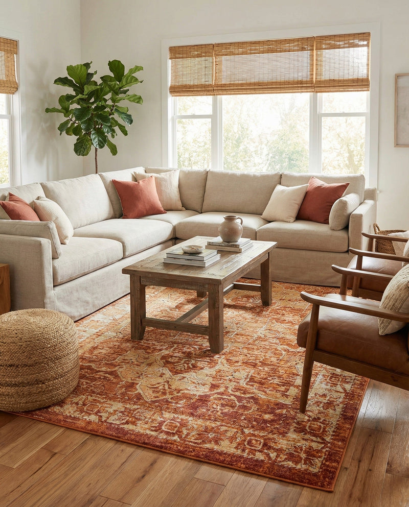 Savannah Soiree Collection Area Rug -  Everglade (Rust Red) Rectangle Rust Red  lifestyle 14