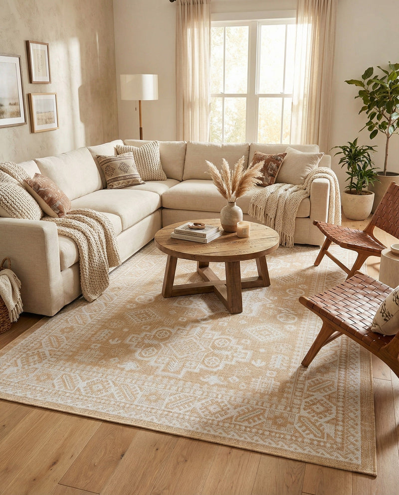 Tribal Terrace Treasures Collection Area Rug -  Incan Isle (Natural) Rectangle Natural  lifestyle 12