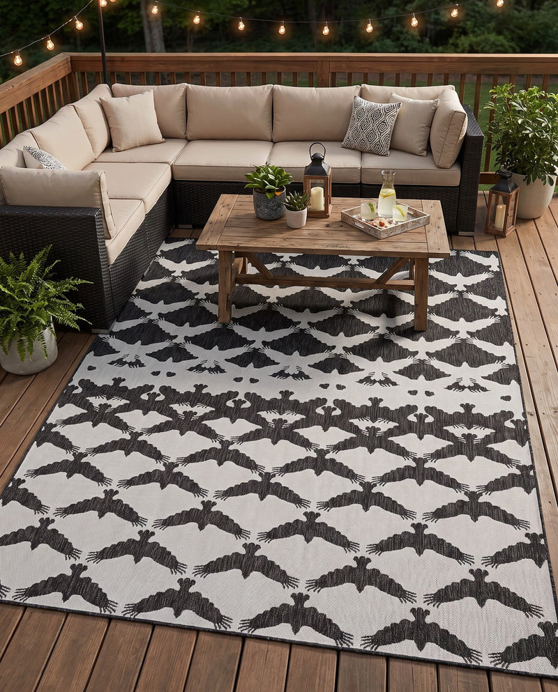 Urban Terrace Collection Area Rug -  Gramercy Rectangle Black and White  lifestyle 17