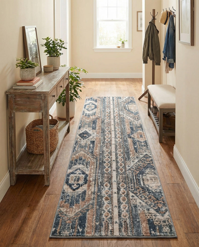 Cascade Range Collection Area Rug - Hood (Navy Blue) Runner Navy Blue  lifestyle 75
