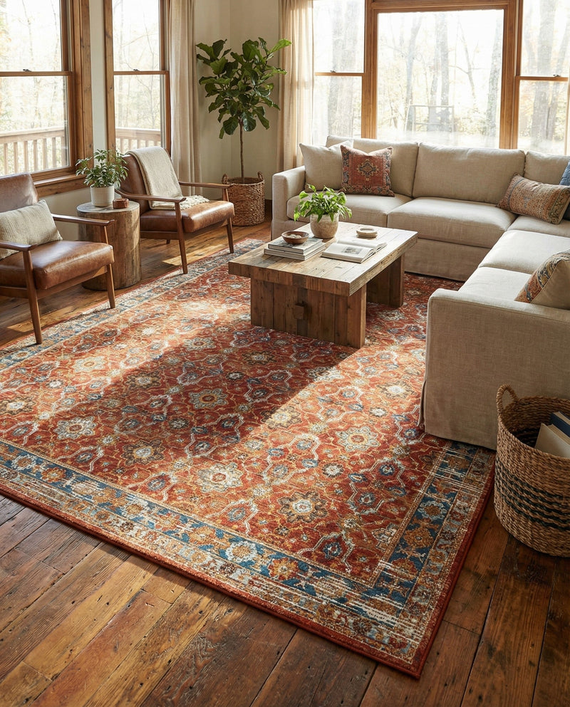 Patio Heritage Collection Area Rug -  Eden Rectangle Antique Red  lifestyle 10