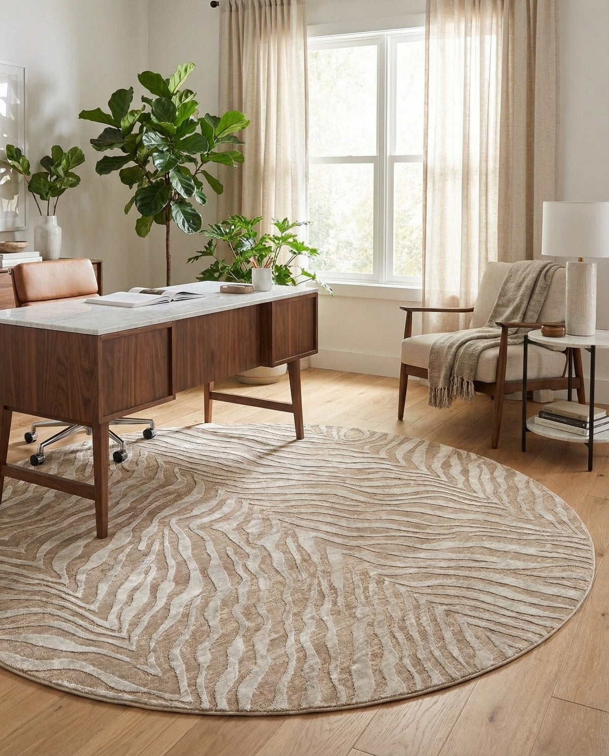 Bloomsbury Elegance Collection Area Rug -  Chelsea Round Ivory Beige  lifestyle 136