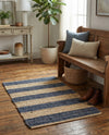 Woven Seaside Jute Collection Area Rug - Nantucket Rectangle Navy Ivory  lifestyle 18