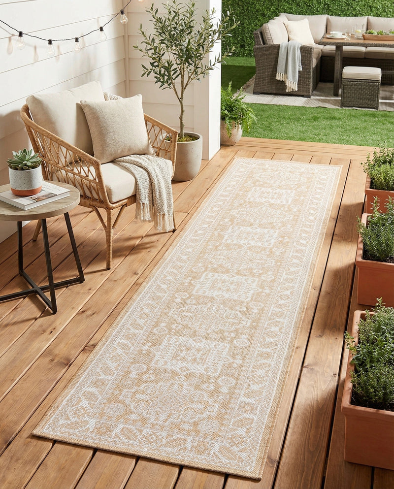 Tribal Terrace Treasures Collection Area Rug -  Incan Isle (Natural) Runner Natural  lifestyle 45