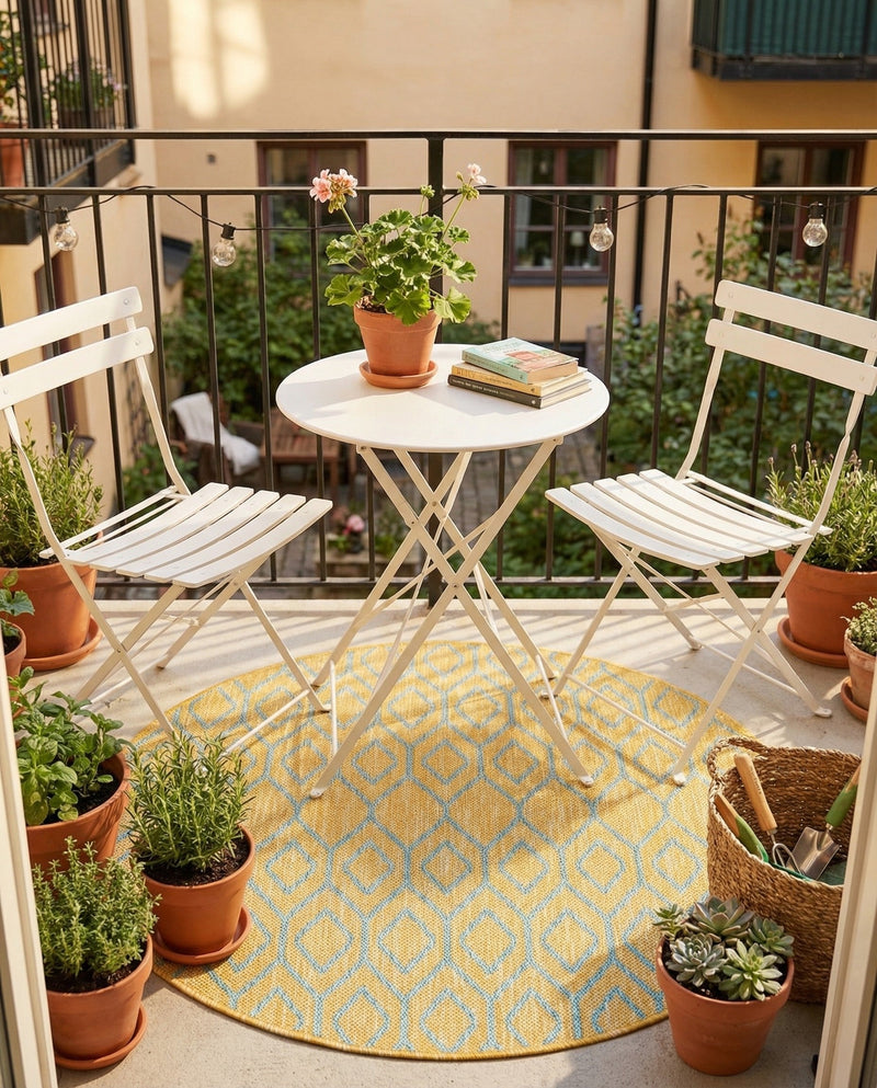 Urban Oasis Rugs Collection Area Rug -  Boulevard (Yellow and Aqua) Round Yellow and Aqua  lifestyle 25