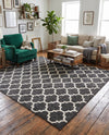 Lattice Gardens Collection Area Rug -  Bloomfield (Black) Square Black  lifestyle 80