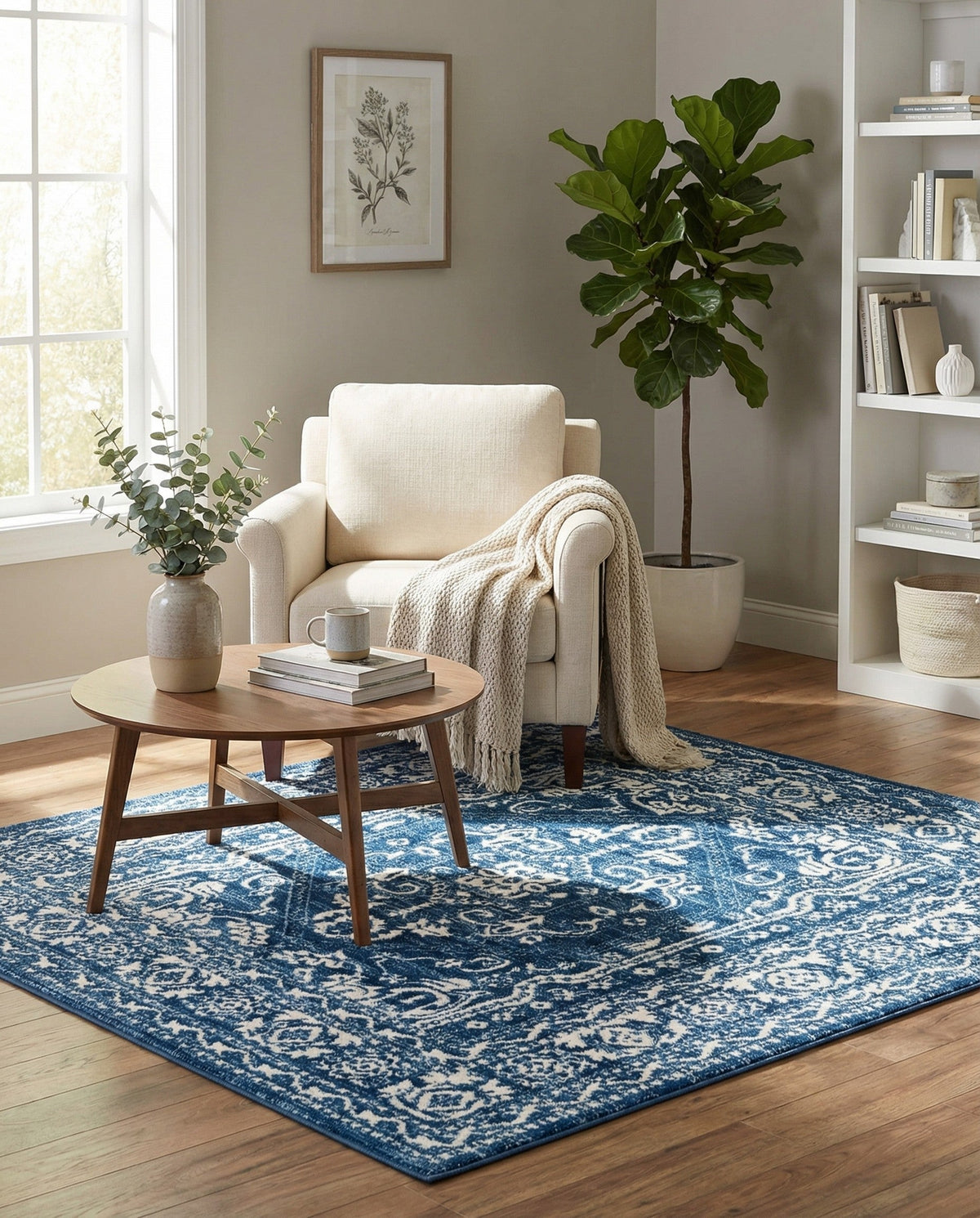 Charleston Elegance Collection Area Rug - Harborview Square Blue  lifestyle 191