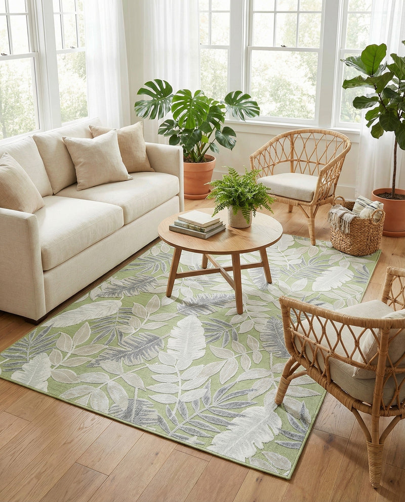 Seaside Blooms Collection Area Rug -  Serene Rectangle Green  lifestyle 20