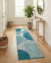 Urban Terrace Collection Area Rug -  Courtyard Runner Blue and Ivory  lifestyle 13