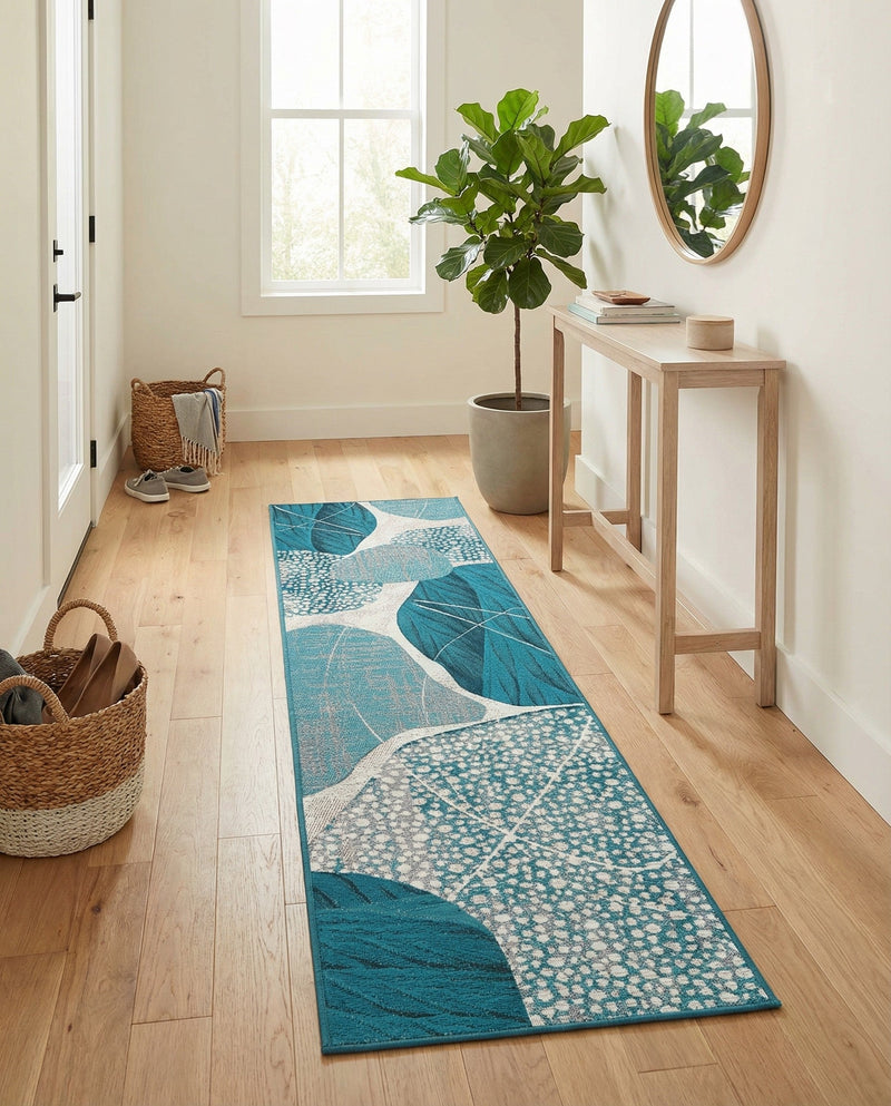 Urban Terrace Collection Area Rug -  Courtyard Runner Blue and Ivory  lifestyle 13