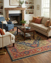 Persian Elegance Collection Area Rug -  Golestan Rectangle Navy Blue  lifestyle 14