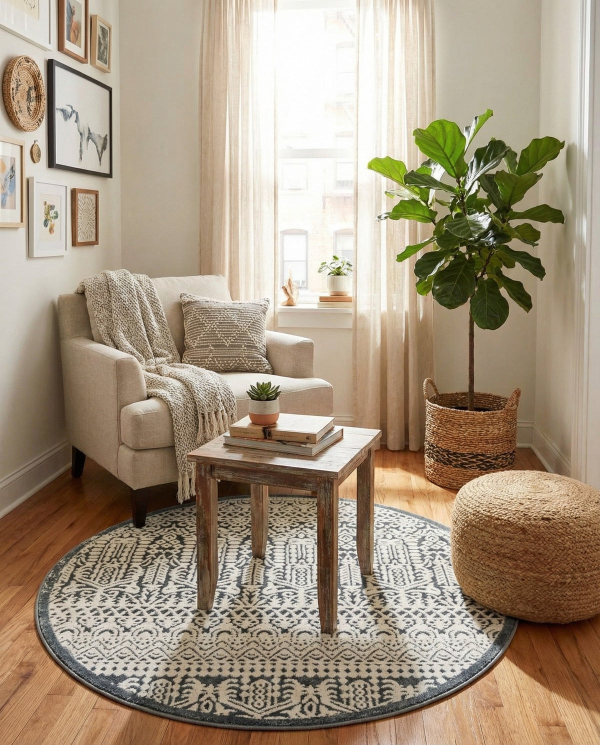 Metro Heights Collection Area Rug -  Chelsea Round Blue  lifestyle 101