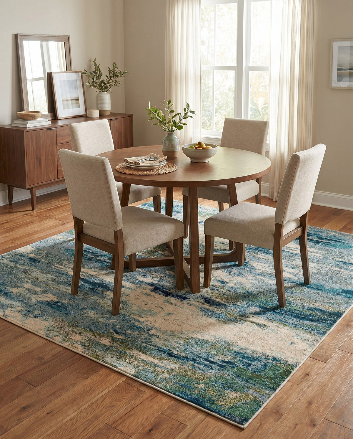 Chromatic Oasis Collection Area Rug -  Serene Square Light Blue  lifestyle 112