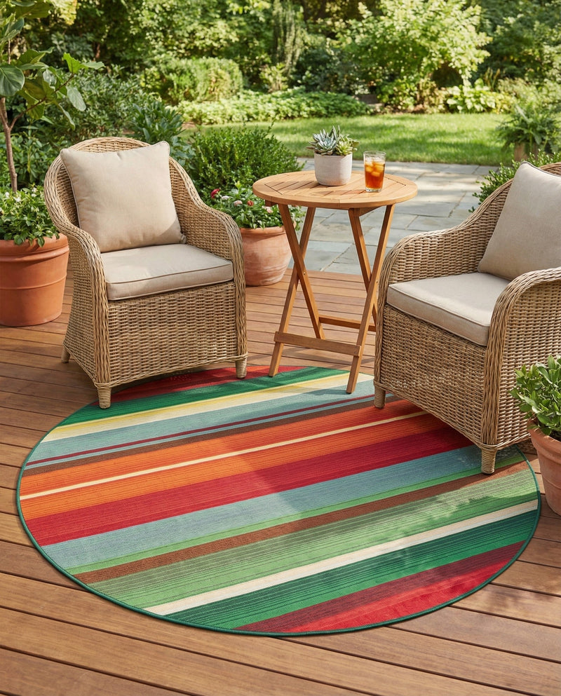 Urban Terrace Collection Area Rug -  Canopy Round Multi  lifestyle 35