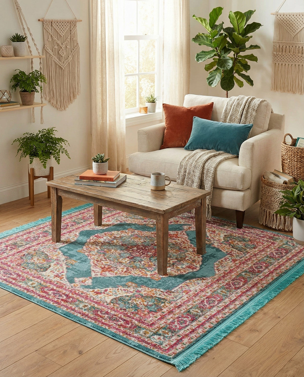 Caribbean Breeze Collection Area Rug -  Windward Square Turquoise  lifestyle 170