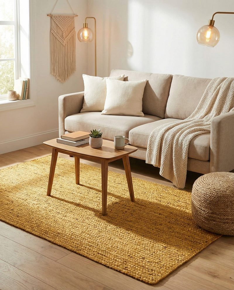 Woven Seaside Jute Collection Area Rug - Savannah (Yellow) Rectangle Yellow  lifestyle 11