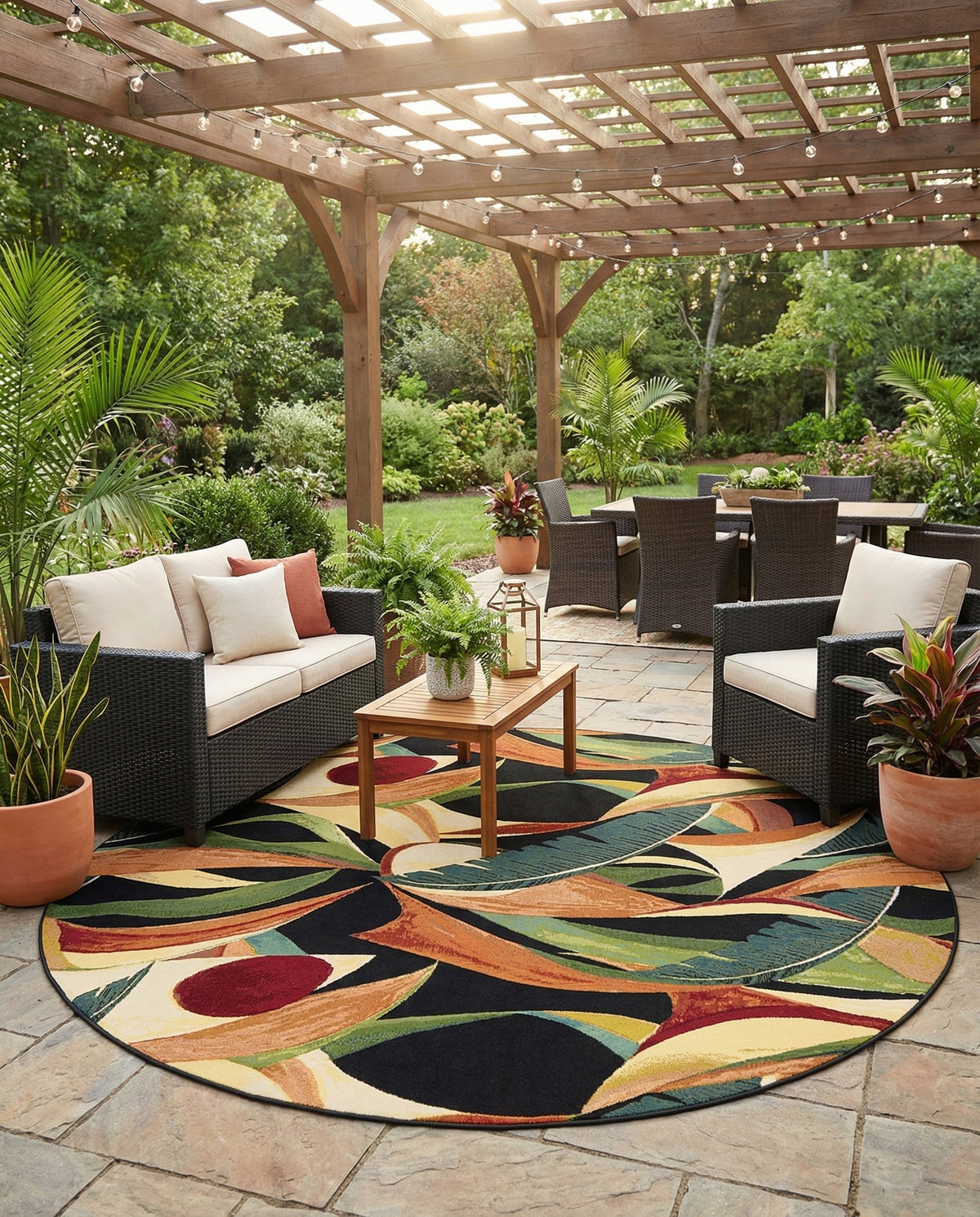 Seaside Blooms Collection Area Rug -  Tivoli Round Multi  lifestyle 94