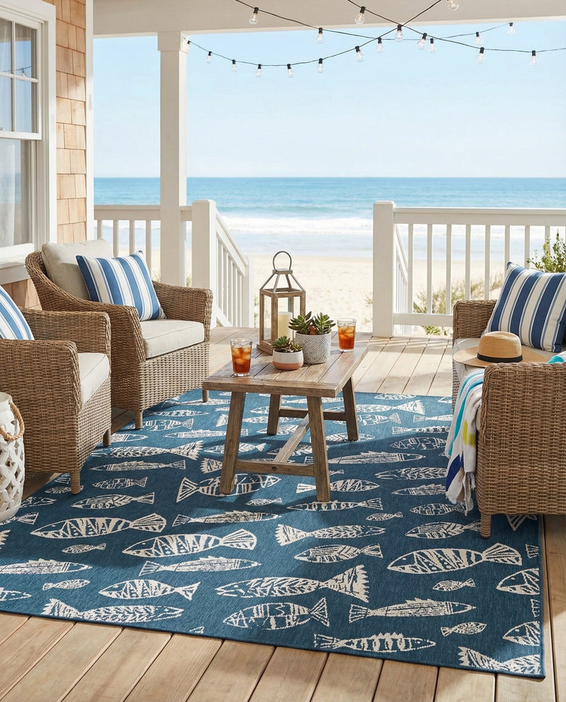 Seaside Haven Rugs Collection Area Rug -  Oceanview Rectangle Blue  lifestyle 21