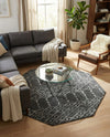 Marrakesh Lattice Collection Area Rug - Casablanca (Charcoal Gray) Octagon Charcoal Gray  lifestyle 71