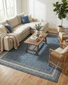 Terrace Fringe Collection Area Rug - Veranda (Blue) Rectangle Blue  lifestyle 36