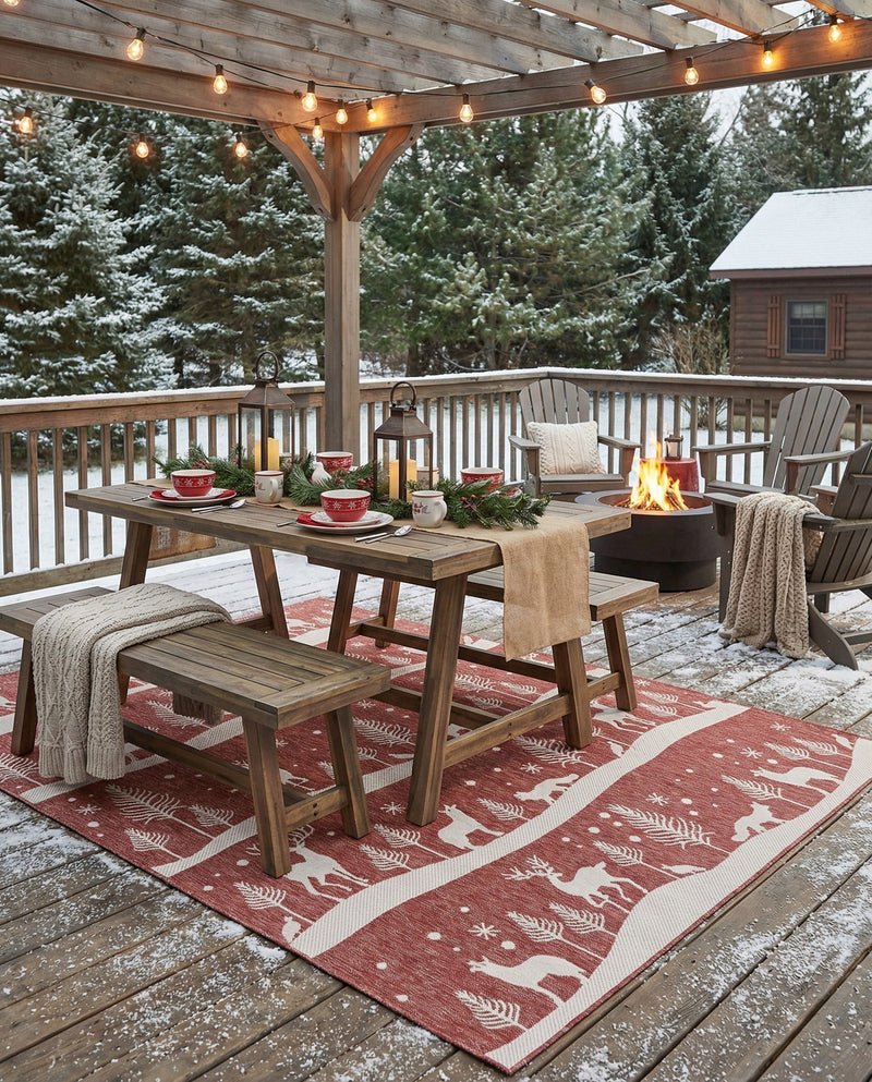 Garden Festivity Collection Area Rug - Evergreen Rectangle Red  lifestyle 49