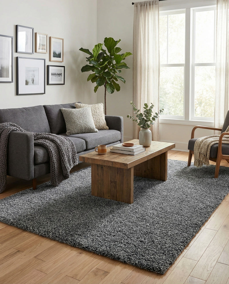 Cozy Comfort Shag Collection Area Rug - Haven (Pebble Gray) Rectangle Pebble Gray  lifestyle 7