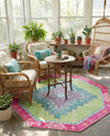 Heritage Elegance Collection Area Rug -  Winterthur (Green) Octagon Green  lifestyle 63