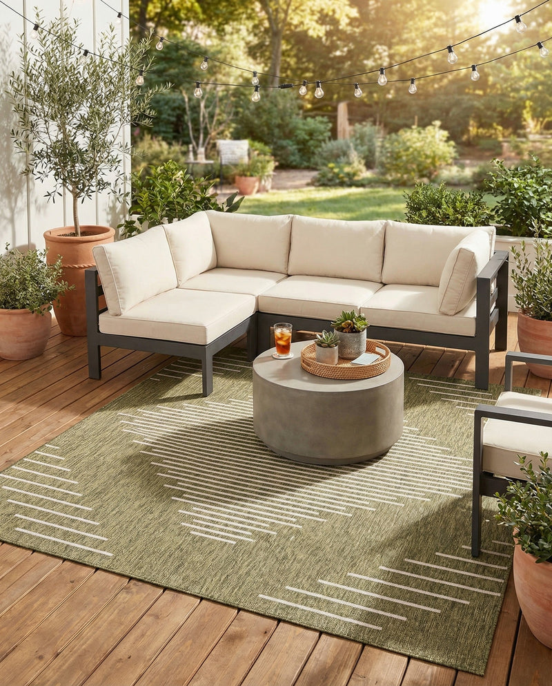 Urban Terrace Collection Area Rug -  Chelsea (Green) Square Green  lifestyle 69
