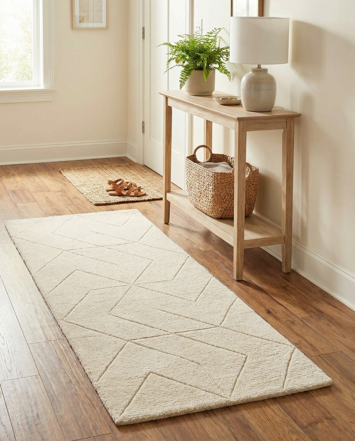 Nordic Loom Geometric Collection Area Rug - Oslo Runner Pearl Ivory  lifestyle 144