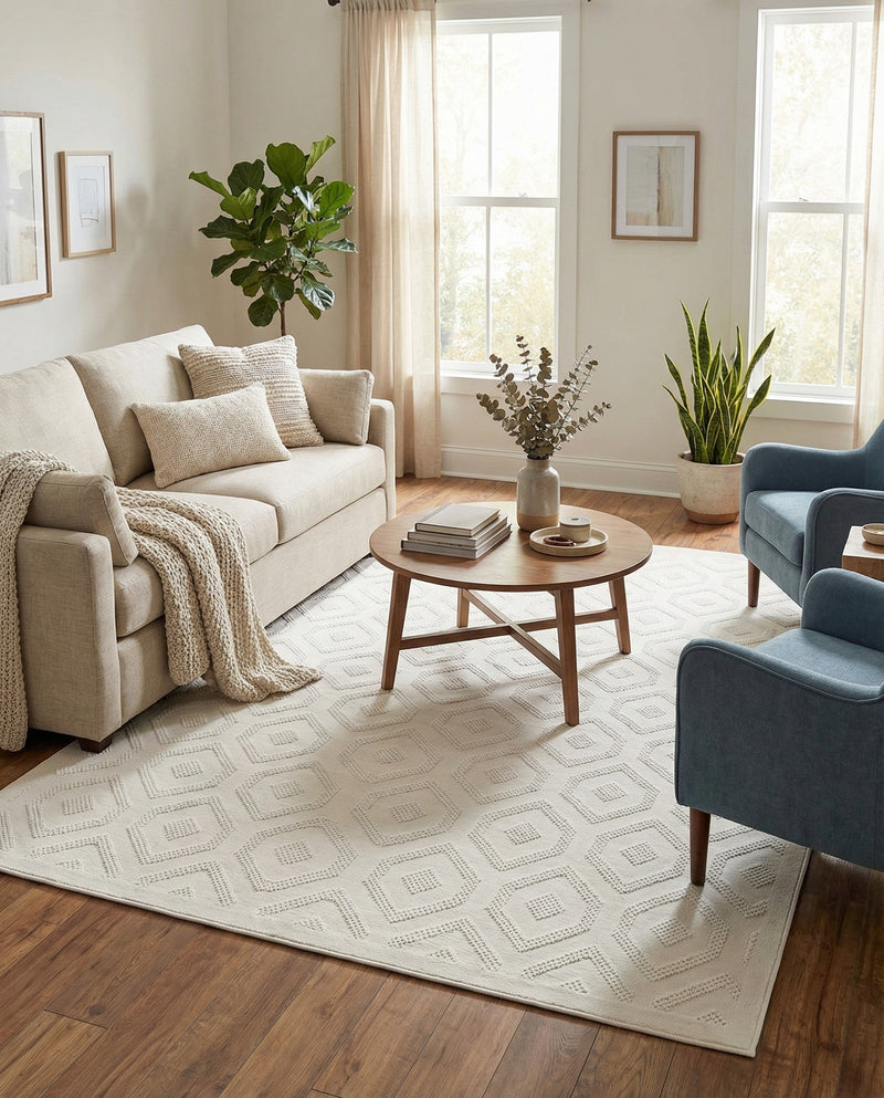 Garden Lattice Charm Collection Area Rug - Arbor (Ivory) Rectangle Ivory  lifestyle 7
