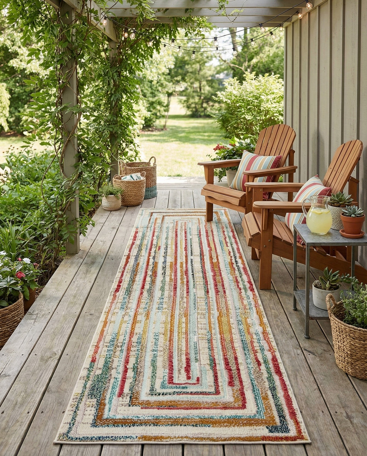 Outdoor Marrakesh Collection Area Rug -  Ouarzazate Runner Multi Beige  lifestyle 84