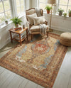 Patio Heritage Collection Area Rug -  Pergola Rectangle Blue and Light Brown  lifestyle 20