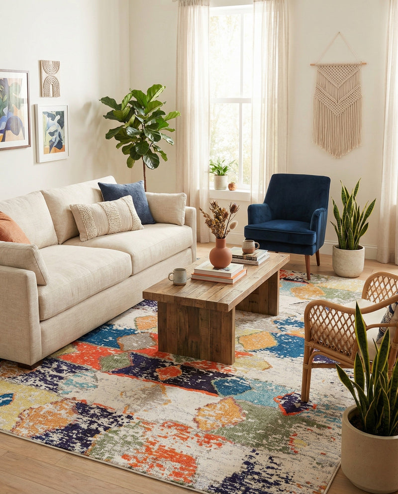 Colorburst Oasis Collection Area Rug -  Marina Rectangle Ivory  lifestyle 18