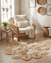 Woven Seaside Jute Collection Area Rug - Sienna Round Natural and White  lifestyle 21