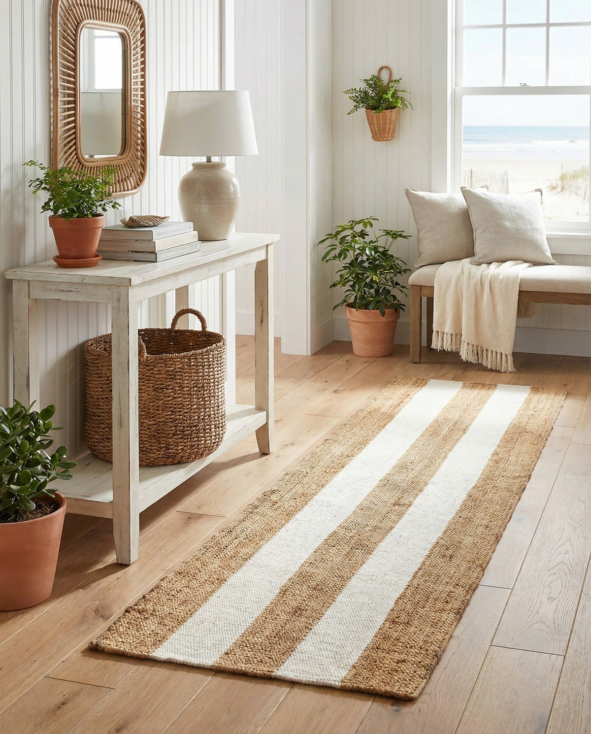 Martha's Vineyard Blueprints Collection Area Rug - Edgartown Runner Tan Sand  lifestyle 165