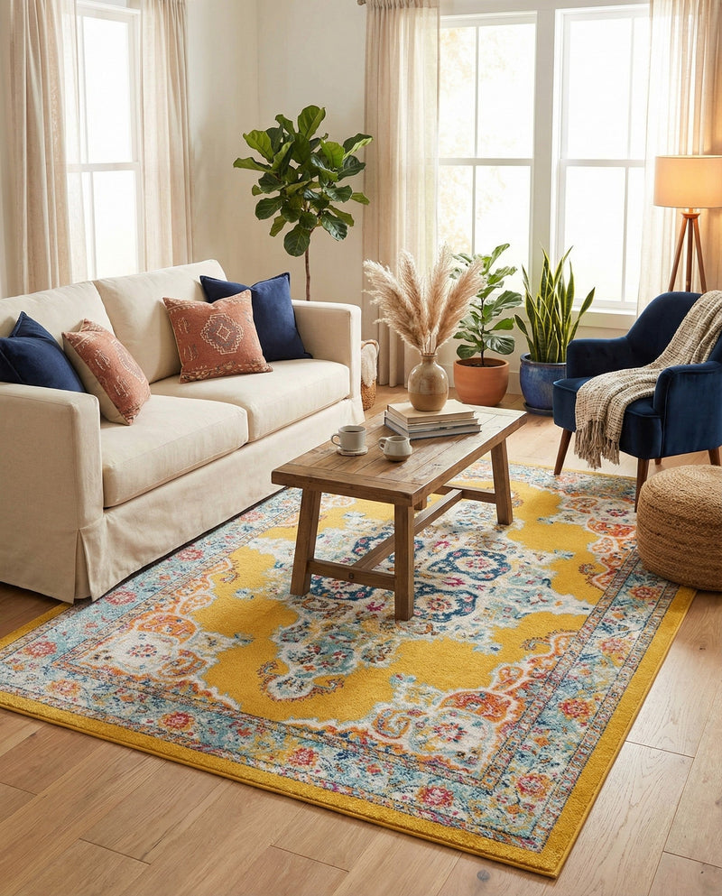 Beverly Grove Collection Area Rug -  Fairfax (Yellow) Rectangle Yellow  lifestyle 24