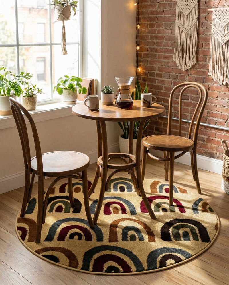 Bistro Lounge Collection Area Rug -  Breve Round Cream  lifestyle 59