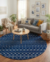 Mediterranean Lattice Collection Area Rug - Santorini (Navy Blue) Round Navy Blue  lifestyle 72