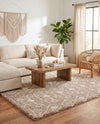Berber Lattice Shag Collection Area Rug - Atlas (Light Brown) Square Light Brown  lifestyle 75