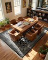 Samarkand Elegance Collection Area Rug -  Margilan (Black and White) Rectangle Black and White  lifestyle 21
