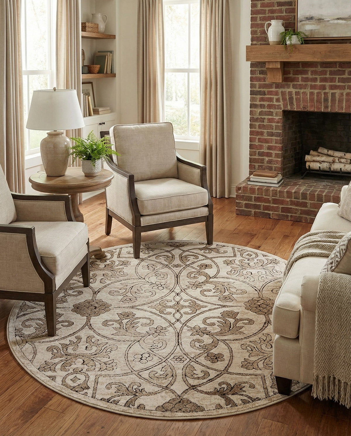 Andes Summit Collection Area Rug -  Merida Round Dark Beige  lifestyle 83