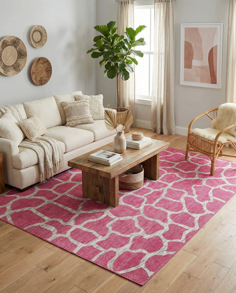 Savannah Escape Collection Area Rug -  Rainforest Rectangle Magenta  lifestyle 58