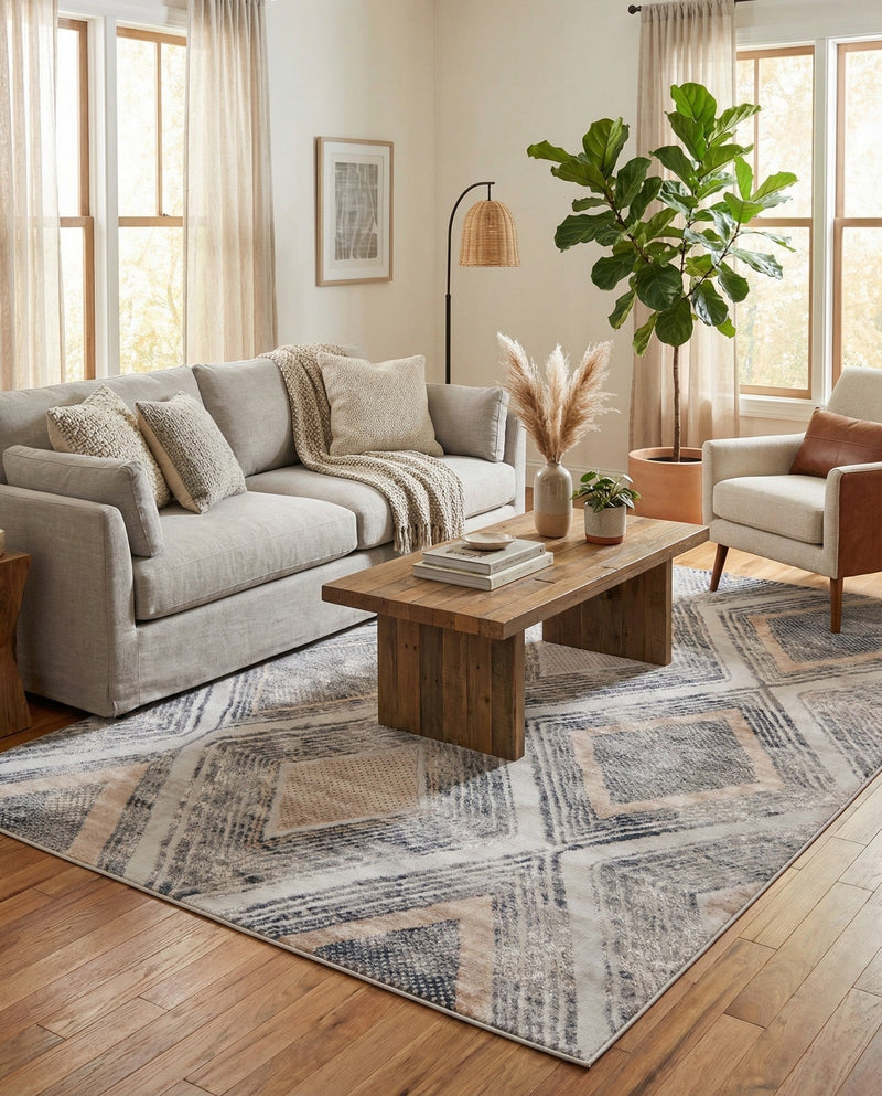 Aegean Elegance Collection Area Rug -  Rhodes Rectangle Gray Cream  lifestyle 22