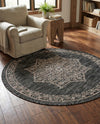 Patio Heritage Collection Area Rug -  Charleston (Charcoal Gray) Round Charcoal Gray  lifestyle 49