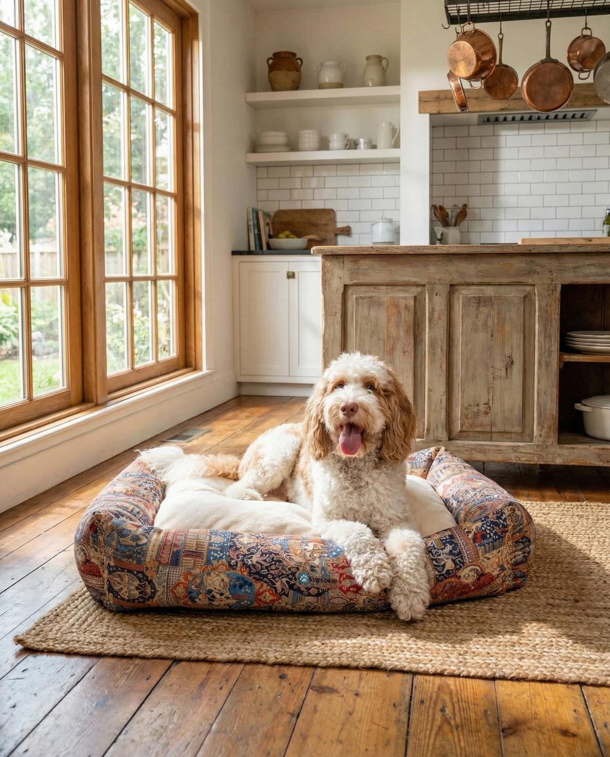 Luxury Pet Lounge Collection Pet Bed -  Burrow Rectangle Multi  lifestyle 4