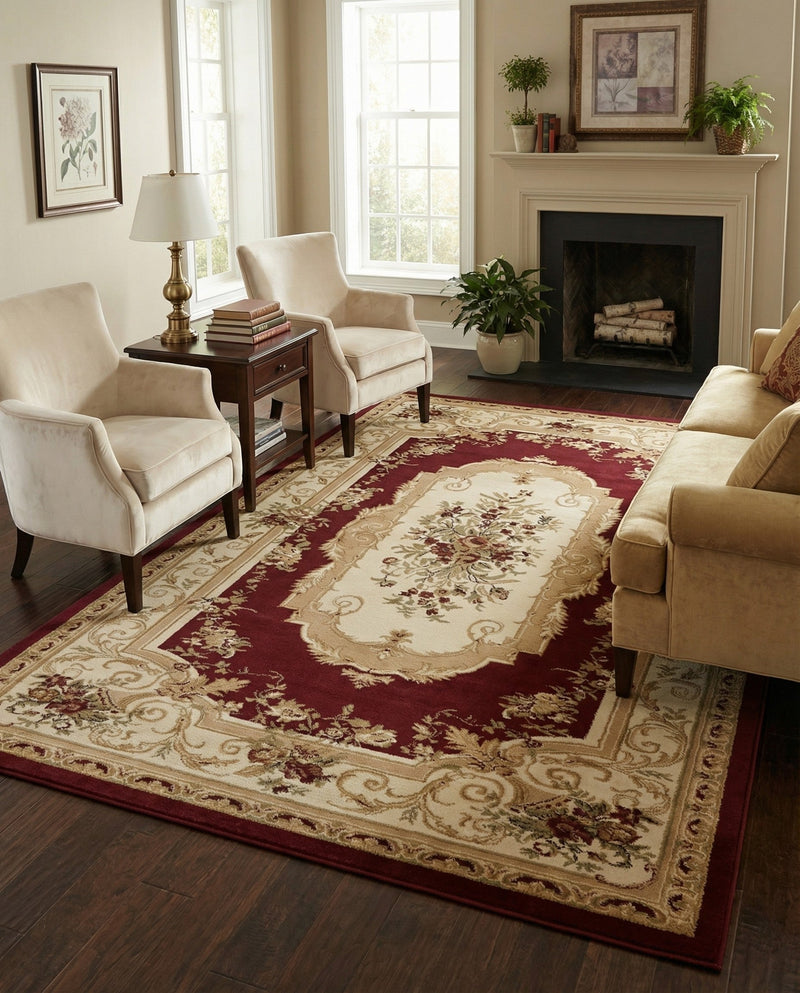 Versailles Elegance Collection Area Rug -  Louveciennes (Red) Rectangle Red  lifestyle 4