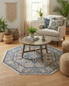 Seville Stripes Collection Area Rug - Cadiz (Blue) Octagon Blue  lifestyle 55