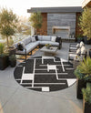Urban Terrace Collection Area Rug -  Parkside Round Black and White  lifestyle 65