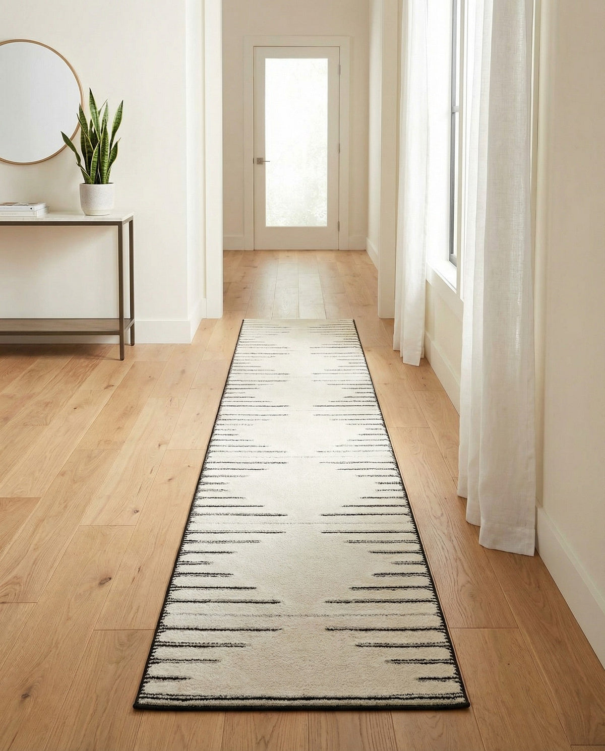 Monochrome Collection Area Rug -  Ash Runner Ivory White  lifestyle 102